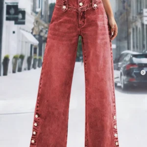 Red-brown denim trousers.