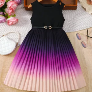 Sleeveless Gradient Pleated Dress