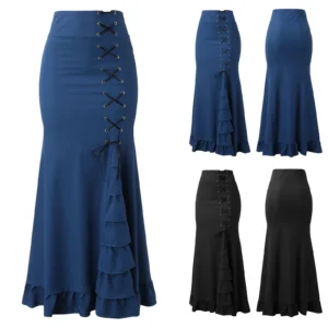Long Lace Up Party Skirt