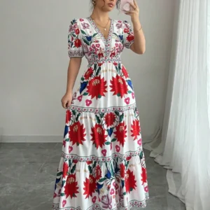 Puff Sleeve Maxi Dress