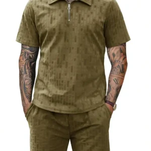 Zip Shirt And Shorts Set