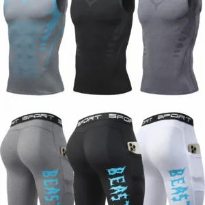 Compression Set: Sleeveless Workout Tank Top