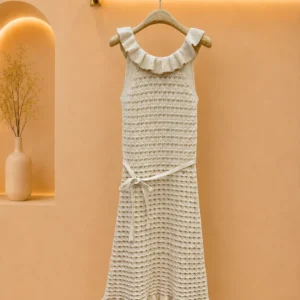 Elegant Openwork Knit Dress
