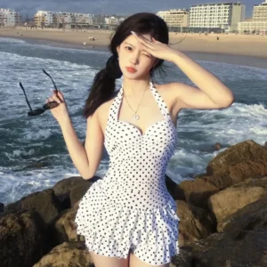 Vintage Slimming One-Piece Swimsuit